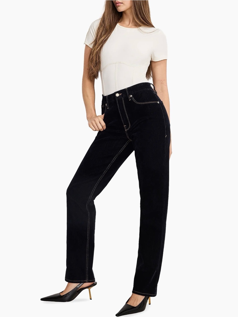 Good American Good Icon Denim High-Rise Straight-Leg Jeans